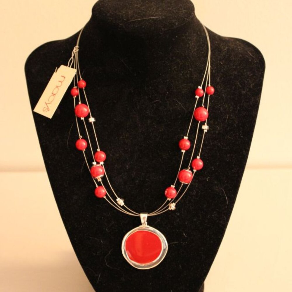Women's Red & Silver Necklace - NWT